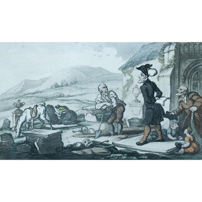 Thomas Rowlandson etching print entitled Doctor Syntax Meditating on the Tomb Stones Winckelmann Gallery