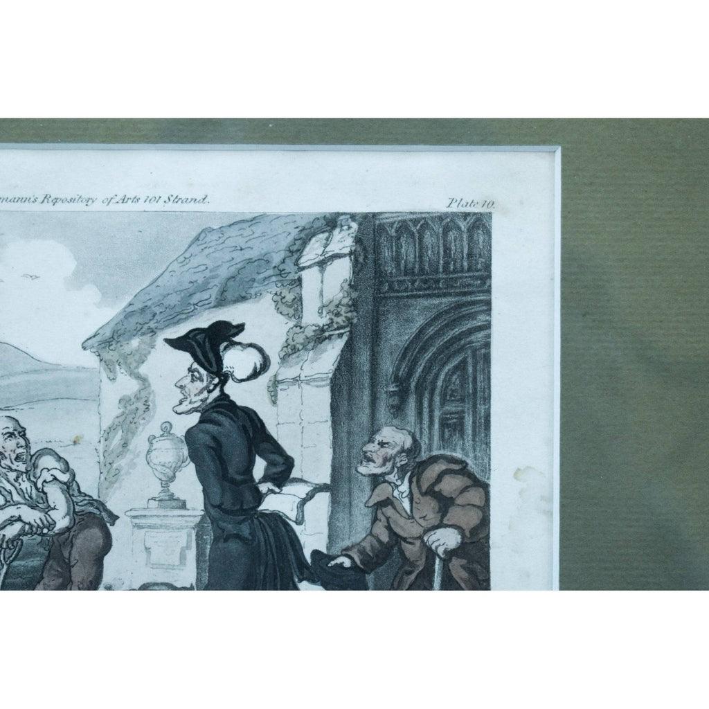 Thomas Rowlandson etching print entitled Doctor Syntax Meditating on the Tomb Stones Winckelmann Gallery