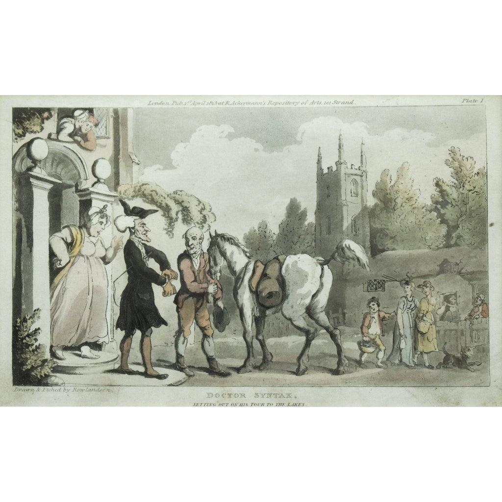 Thomas Rowlandson etching print entitled Doctor Syntax Setting Out On His Tour To The Lakes Winckelmann Gallery