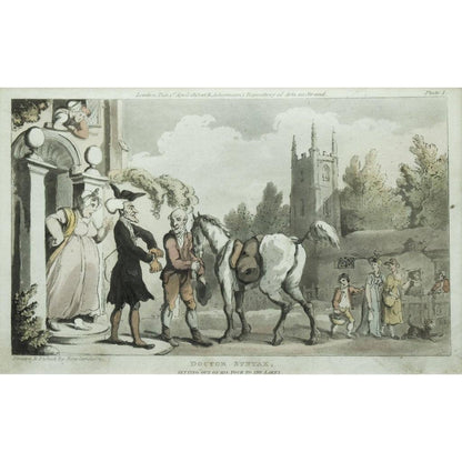 Thomas Rowlandson etching print entitled Doctor Syntax Setting Out On His Tour To The Lakes Winckelmann Gallery