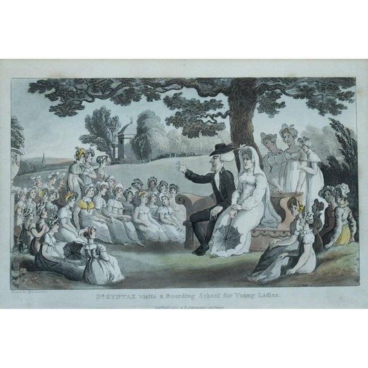 Thomas Rowlandson etching print entitled Doctor Syntax Visits a Boarding School for Young Ladies Winckelmann Gallery