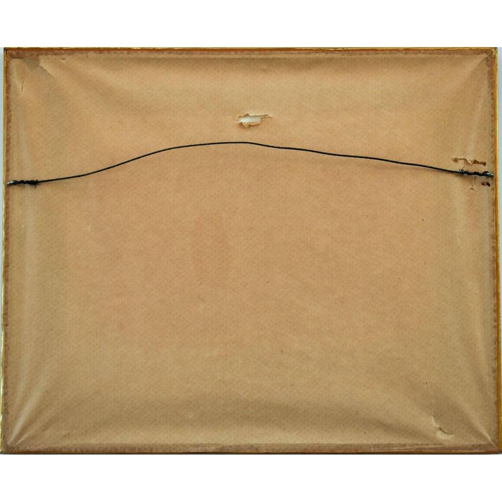 Verso back of Rowlandson 1820 print showing frame and matting
