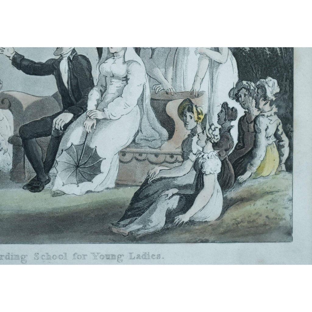 Detail of title inscription Boarding School for Young Ladies Rowlandson 1820
