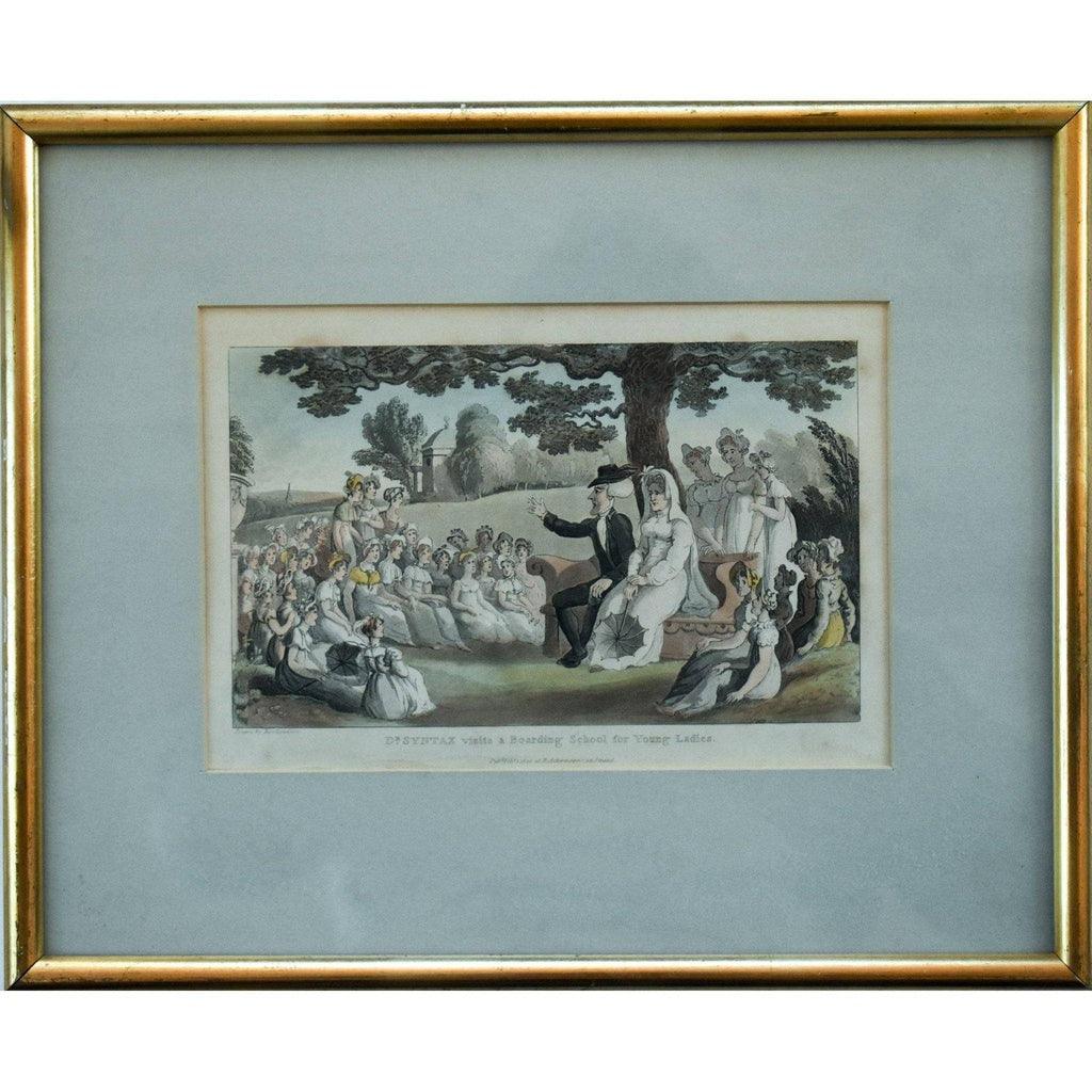 Rowlandson Dr Syntax Visits Boarding School 1820 hand-coloured aquatint
