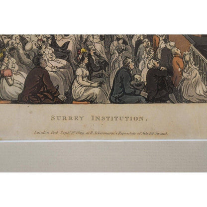 Thomas Rowlandson etching print entitled Surrey Institution Winckelmann Gallery