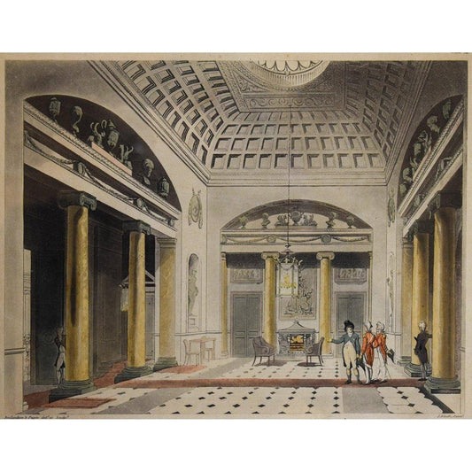 Thomas Rowlandson etching print entitled The Hall Carlton House Winckelmann Gallery