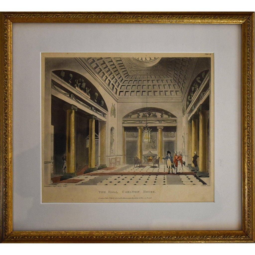 Hall Carlton House framed aquatint Rowlandson Pugin 1808