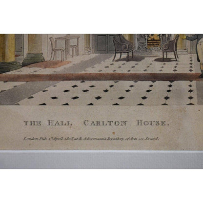 Thomas Rowlandson etching print entitled The Hall Carlton House Winckelmann Gallery