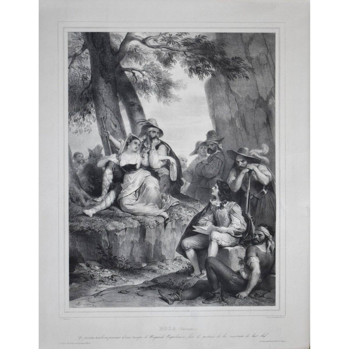 Achille Deveria lithograph scene Salvator Rosa and the bandits Winckelmann Gallery