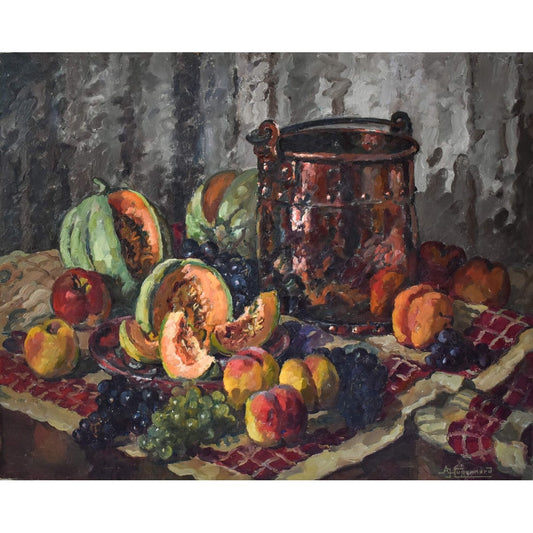 Adeline Hugonnard - Nature morte avec pot en cuivre et fruits