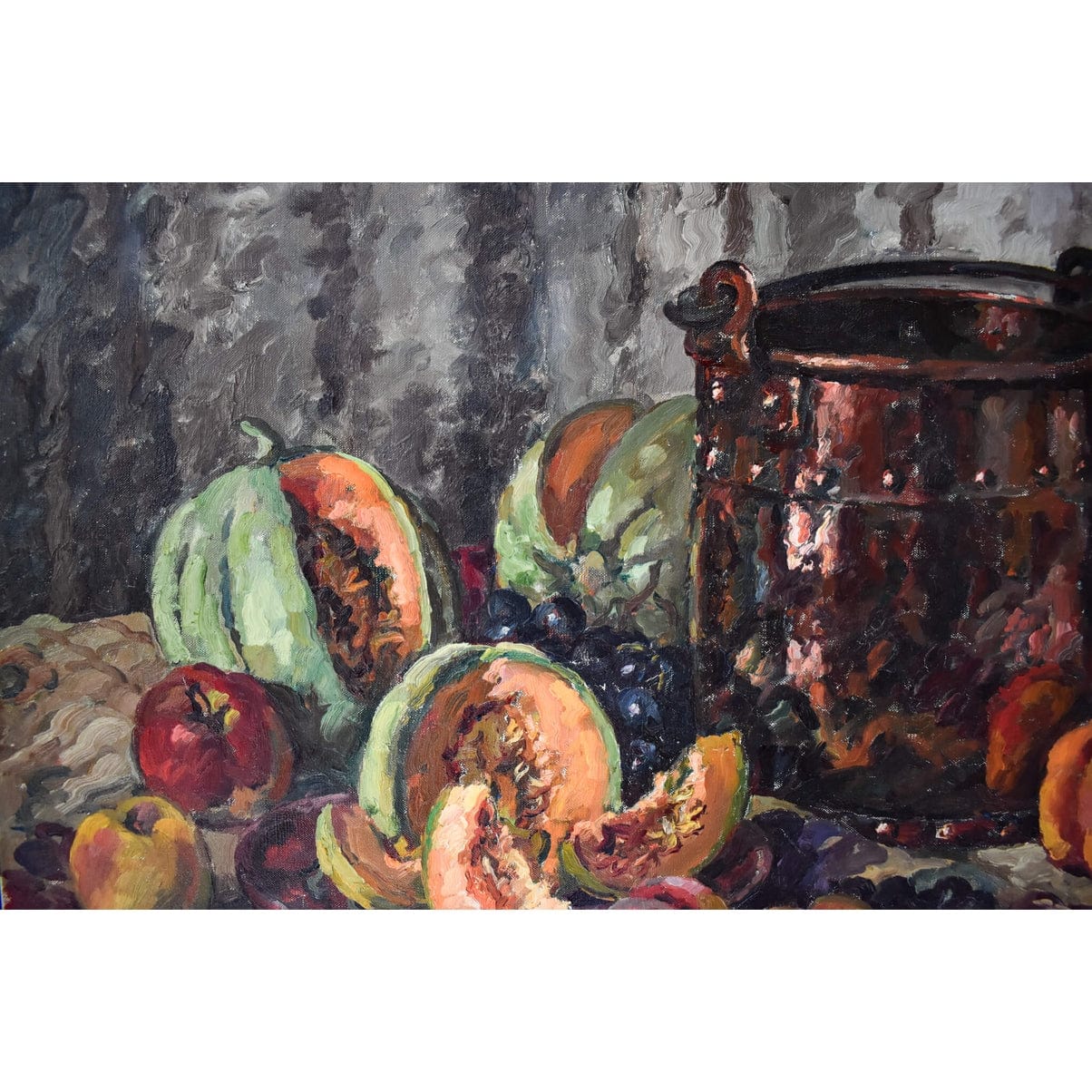 Adeline Hugonnard - Nature morte avec pot en cuivre et fruits