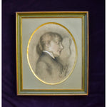 Antique portrait pastel painting of a woman reclining, original 1881 by Alice Lefèvre, for sale at Winckelmann Gallery