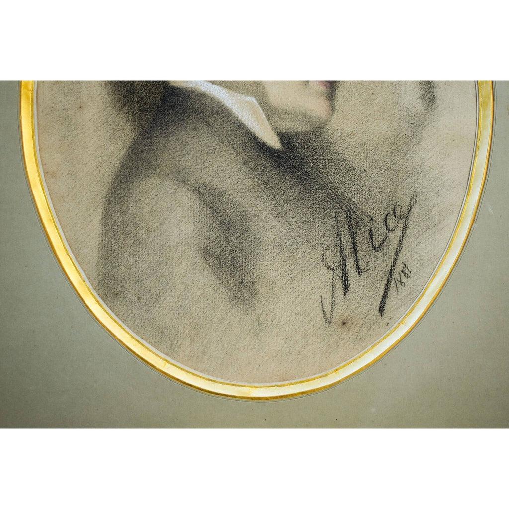 Artist signature Alice Lefevre lower right dated 1881 pastel
