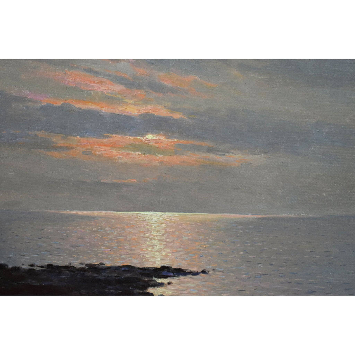 Anshelm Dahl oil painting depicting a sunset coastal landscape Winckelmann Gallery