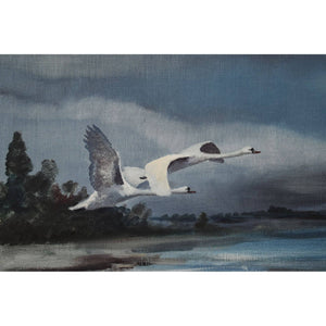 Arne Lidqvist oil painting landscape with swans Winckelmann Gallery