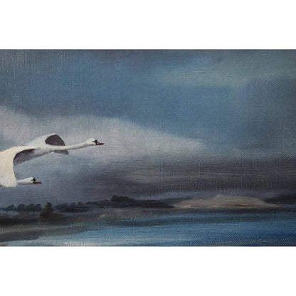 Arne Lidqvist oil painting landscape with swans Winckelmann Gallery