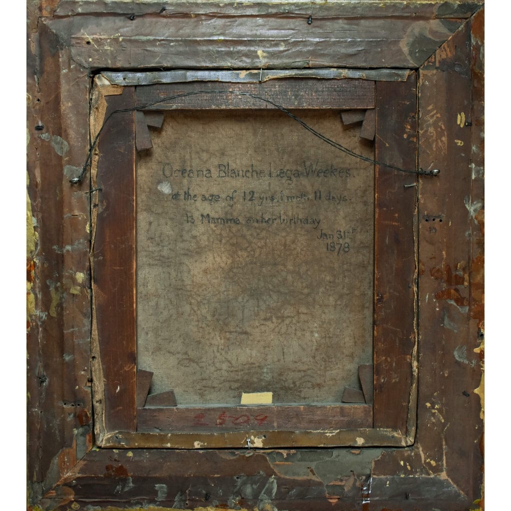 Verso back of Miles painting showing canvas Sweden provenance
