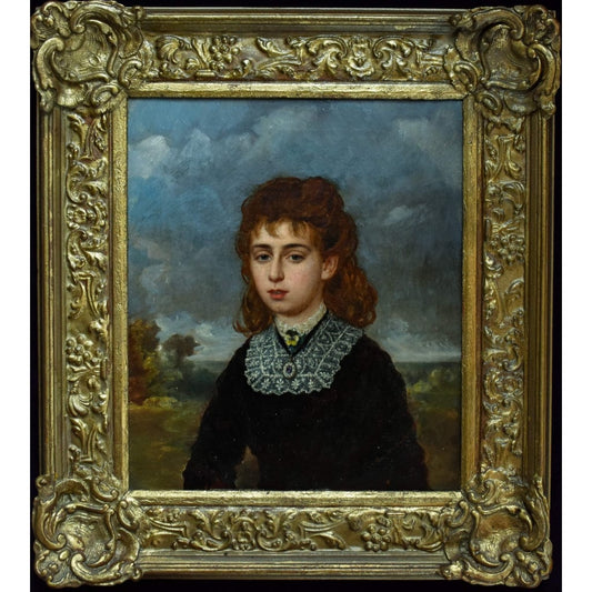 Antique painting portrait of Oceana Blanche Lega-Weekes made in 1878 by Arthur Miles, for sale at Winckelmann Gallery