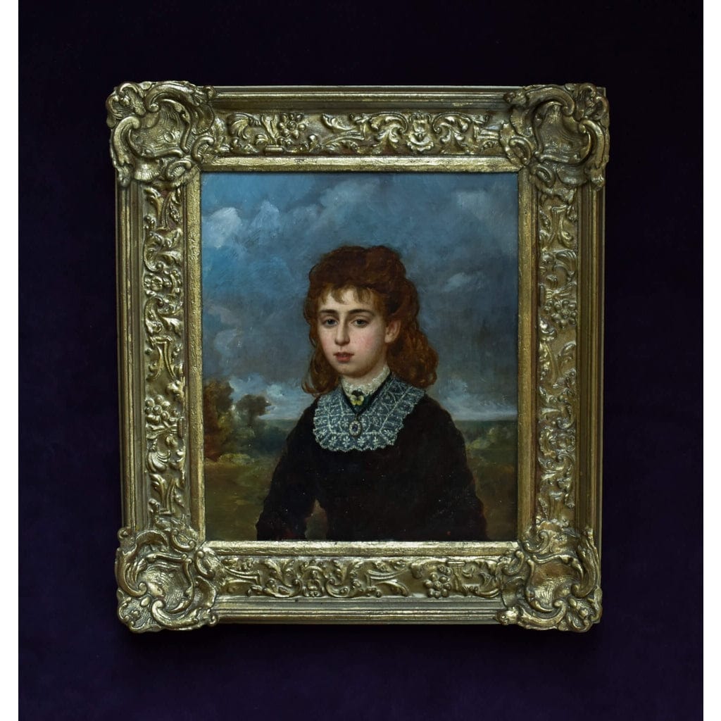 Arthur Miles portrait Oceana age 12 dark dress white lace 1878
