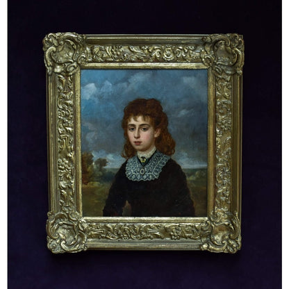 Antique painting portrait of Oceana Blanche Lega-Weekes made in 1878 by Arthur Miles, for sale at Winckelmann Gallery
