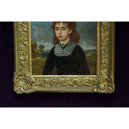 Antique painting portrait of Oceana Blanche Lega-Weekes made in 1878 by Arthur Miles, for sale at Winckelmann Gallery