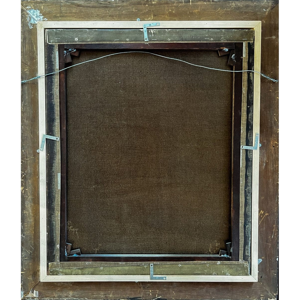 Verso back of Miles painting showing relined canvas Ottawa provenance
