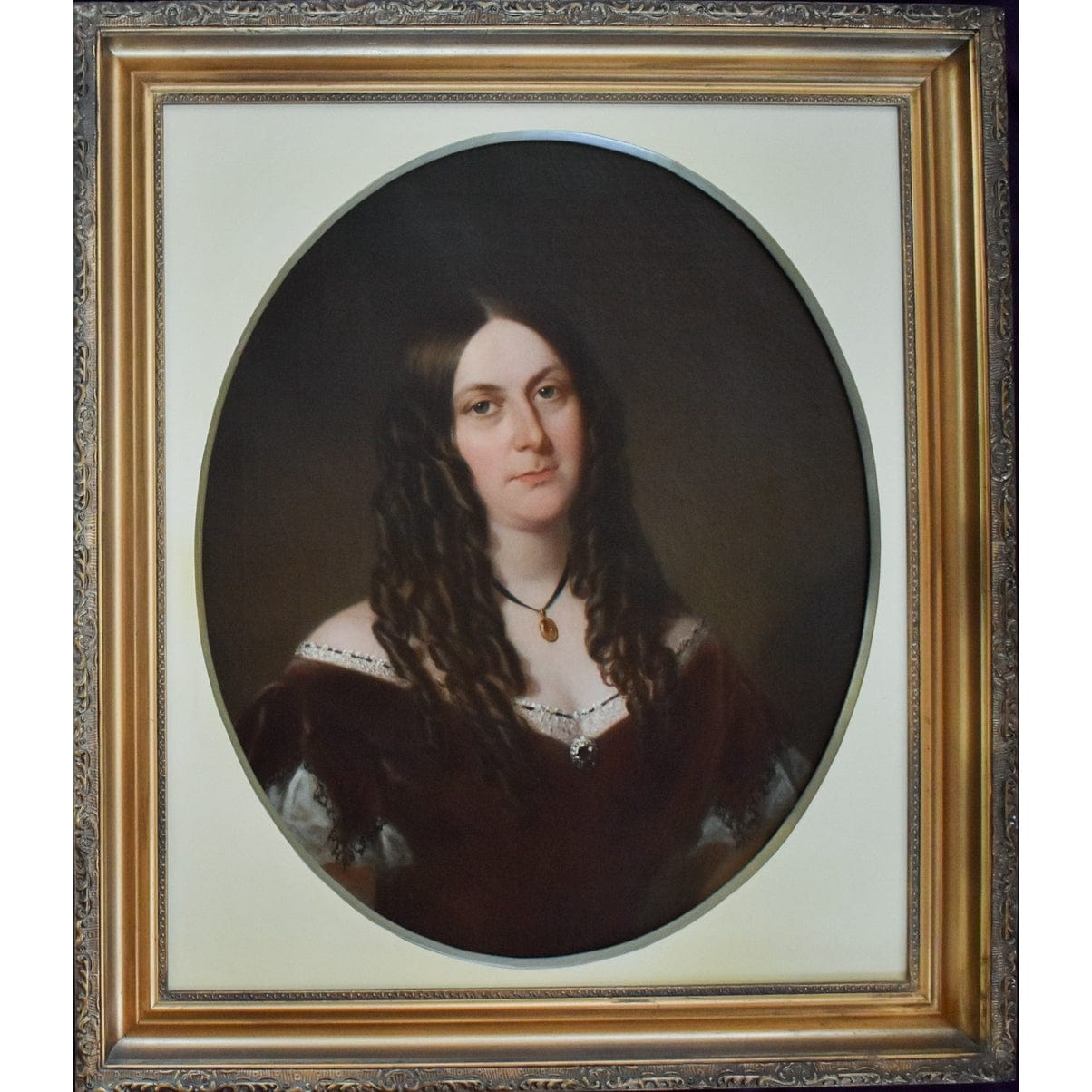 Arthur Miles 1867 Charlotte Waddell portrait oval gilt frame
