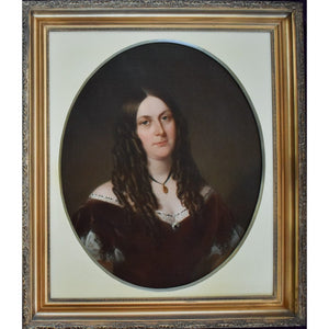 Portrait of Charlotte Waddell by Arthur Miles, 1867, Victorian oil painting for sale at Winckelmann Gallery.