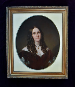 Portrait of Charlotte Waddell by Arthur Miles, 1867, Victorian oil painting for sale at Winckelmann Gallery.