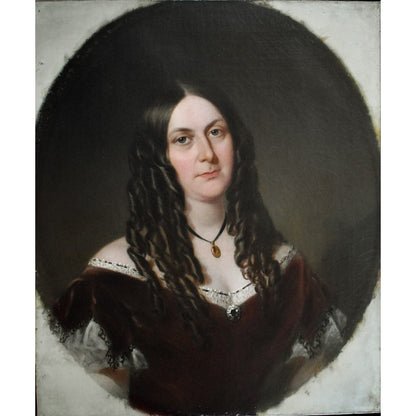Portrait of Charlotte Waddell by Arthur Miles, 1867, Victorian oil painting for sale at Winckelmann Gallery.