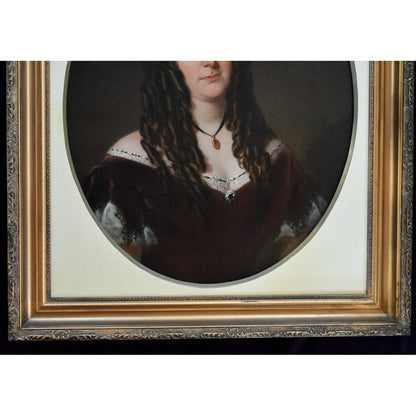 Portrait of Charlotte Waddell by Arthur Miles, 1867, Victorian oil painting for sale at Winckelmann Gallery.