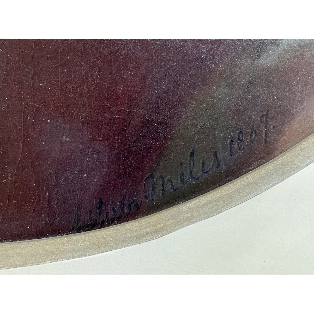 Artist signature and date detail Arthur Miles lower right 1867
