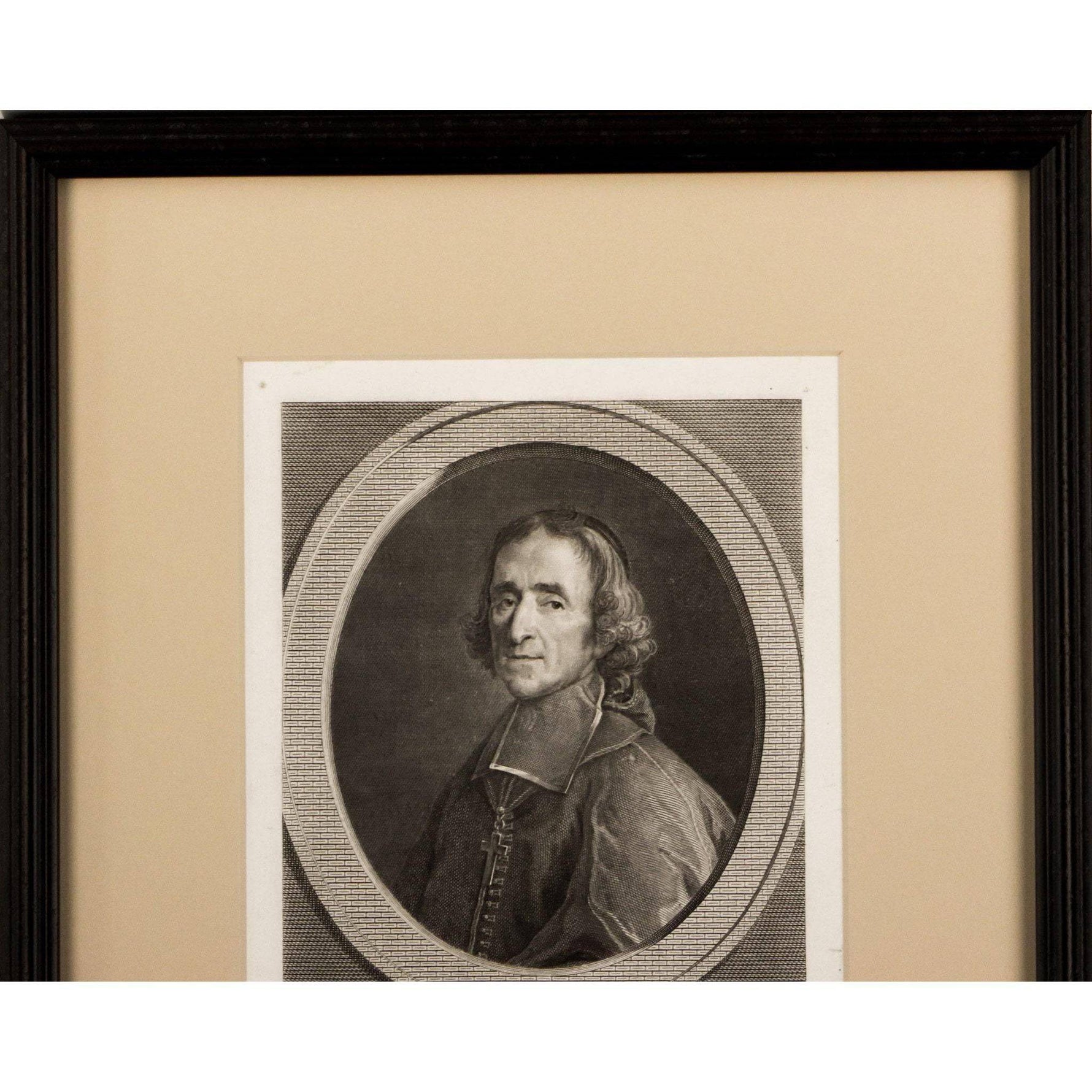 Augustin de Saint Aubin copper etching portrait of Fenelon Winckelmann Gallery