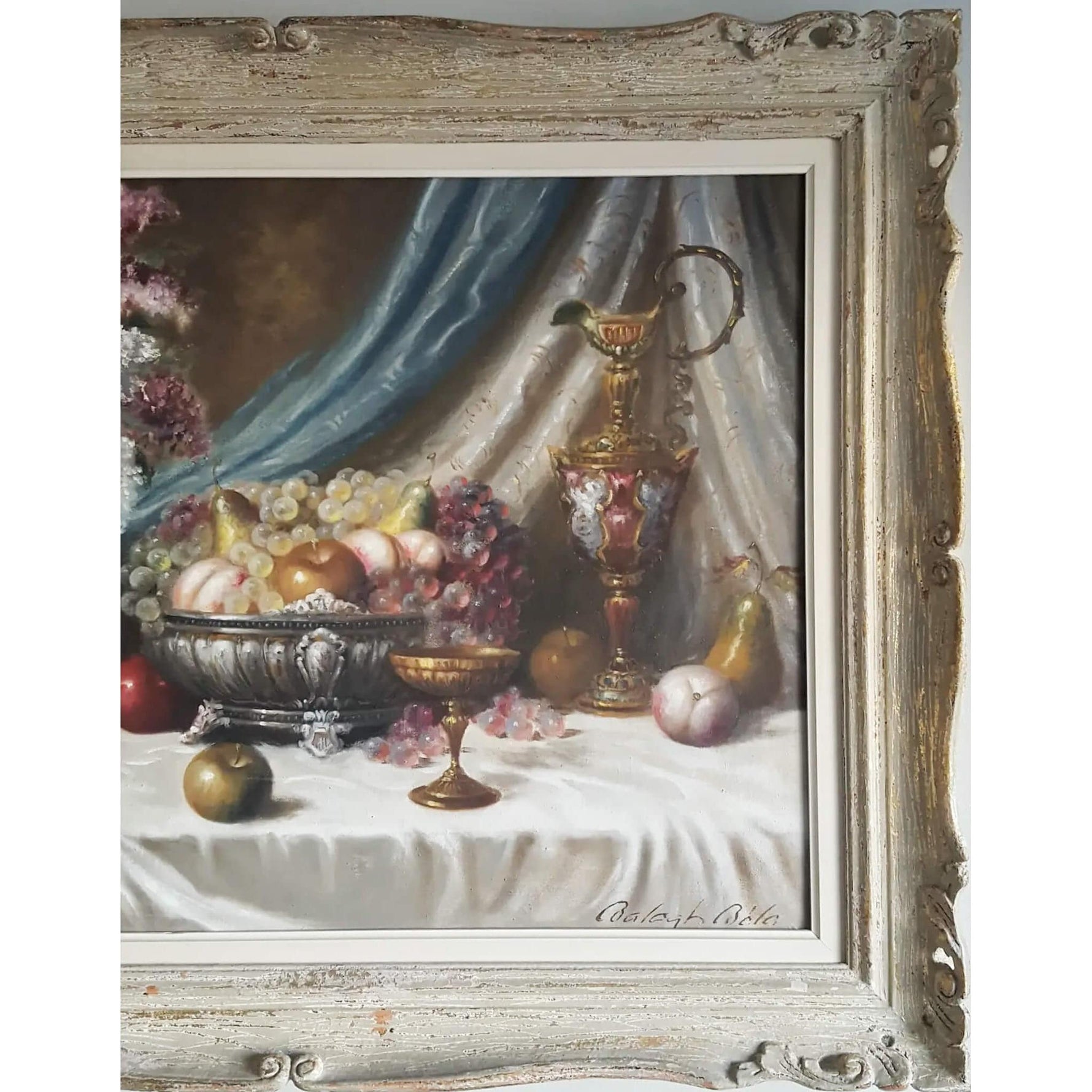 Bela Balogh oil painting still life with flowers and fruits Winckelmann Gallery