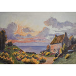 Vintage landscape watercolour painting Brittany coastal scene French School circa 1950 for sale at Winckelmann Gallery