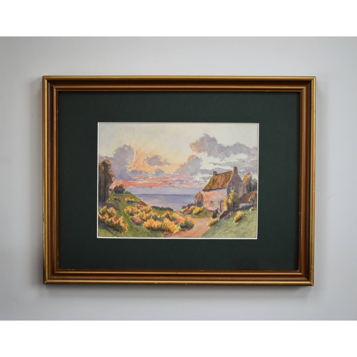 Vintage landscape watercolour painting Brittany coastal scene French School circa 1950 for sale at Winckelmann Gallery