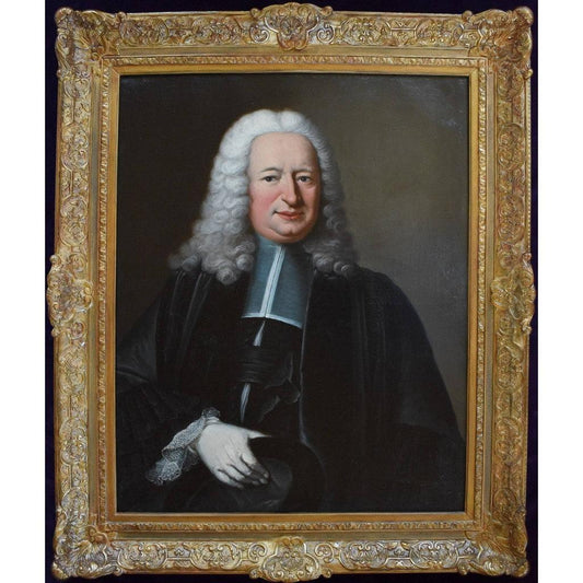 Charles Baziray 1747 oil portrait French magistrate in ornate gold frame
