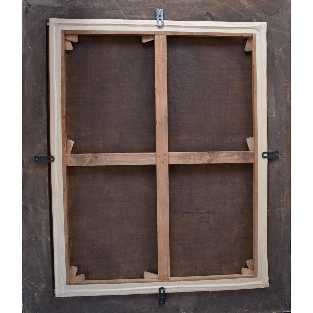 Verso back of Charles Baziray 1747 painting showing original frame construction
