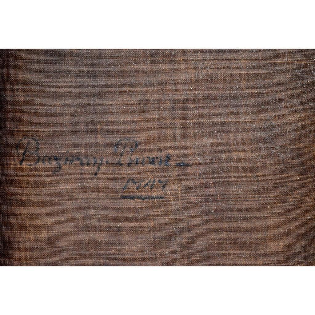 Artist signature detail Charles Baziray 1747 lower portion of canvas
