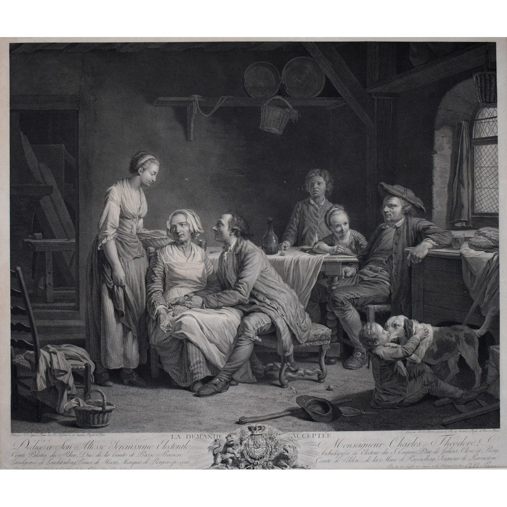 Bervic marriage proposal scene after Lépicié neoclassical French
