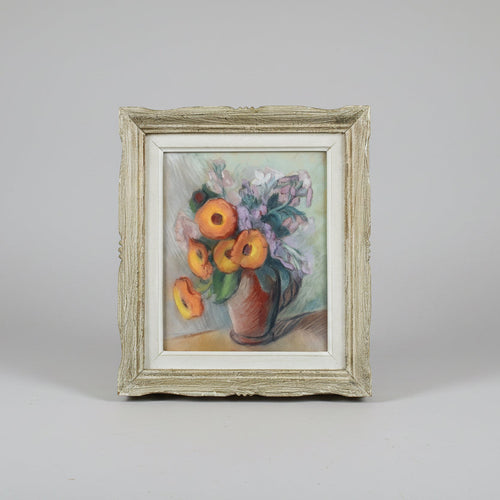 Demartinécourt flowers in terracotta vase 1950s pastel on paper
