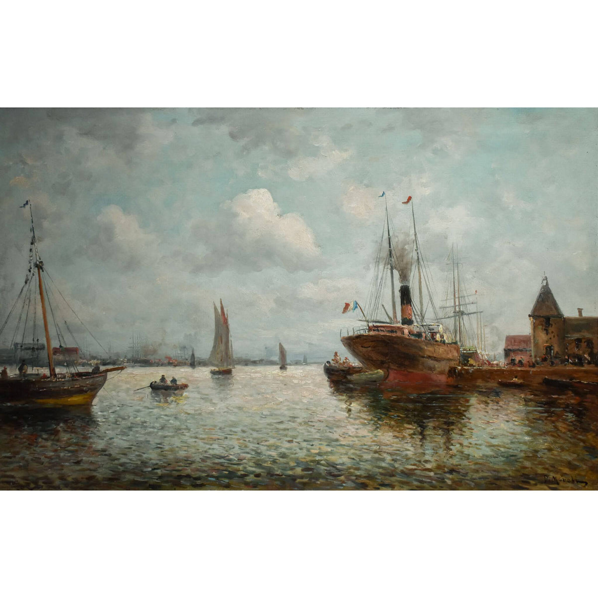 Darcy Morell oil painting harbour seascape for sale Winckelmann Gallery