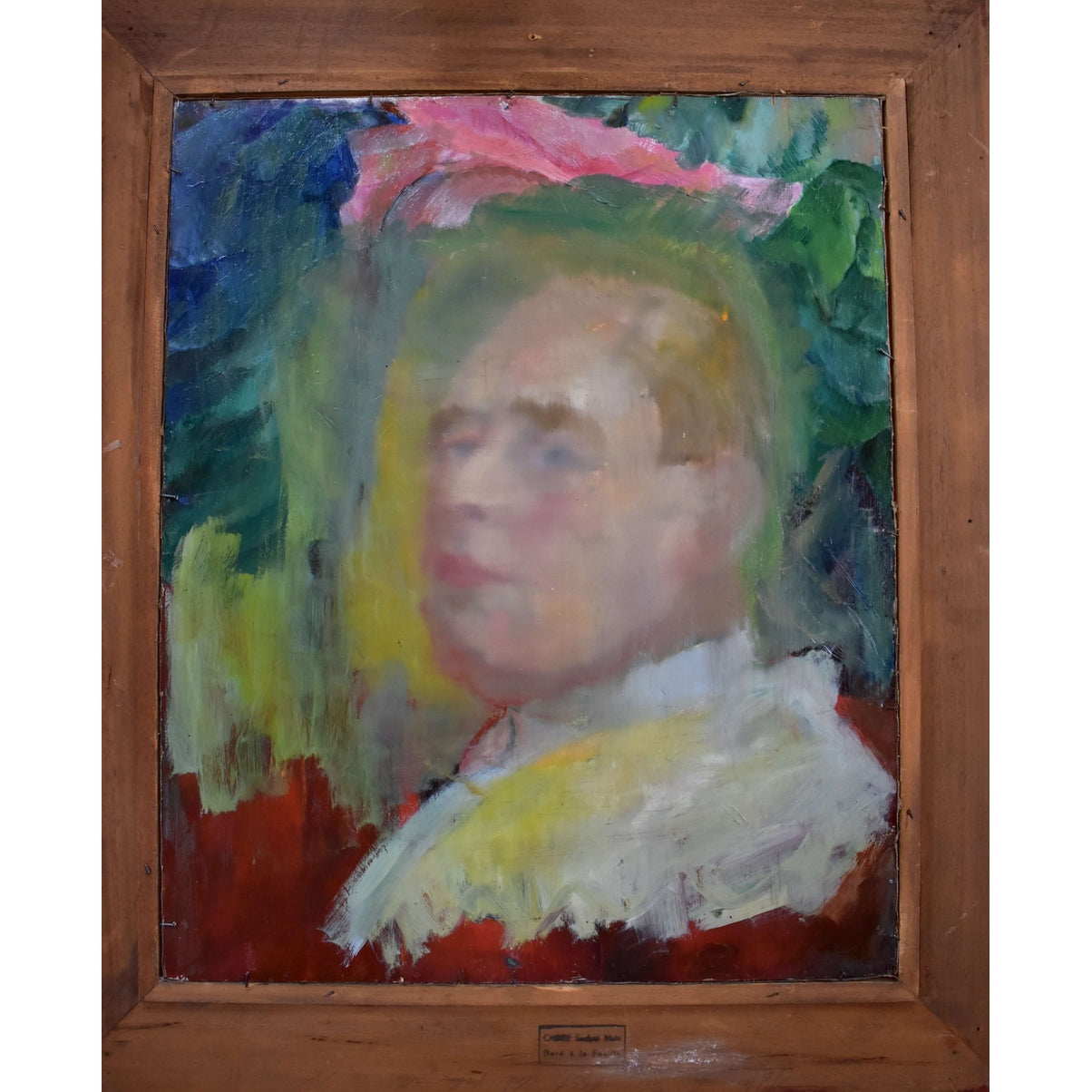 Verso back showing canvas mounted on wood Edmond Dutry 1950
