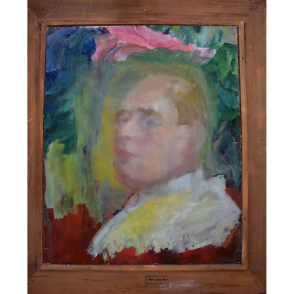 Edmond Dutry portrait painting 1950 oil on canvas Belgian artist unsigned man in ornate gilded frame.