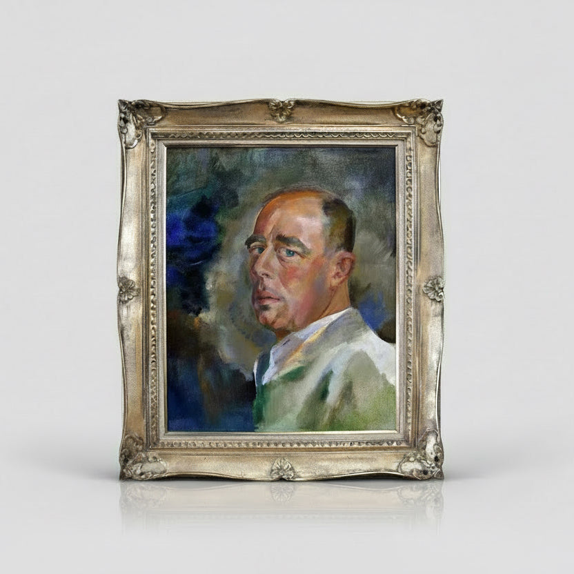 Edmond Dutry portrait 1950 gentleman post-impressionist brushwork