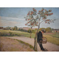 Eiler Sørensen 1930s Danish countryside oil painting figure with basket
