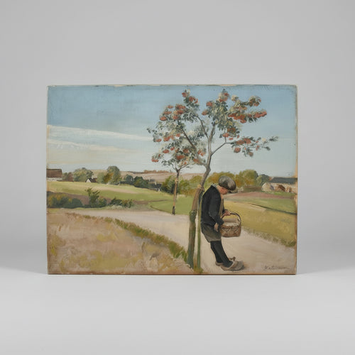 Eiler Sørensen Danish landscape with tree and rural path 1930s
