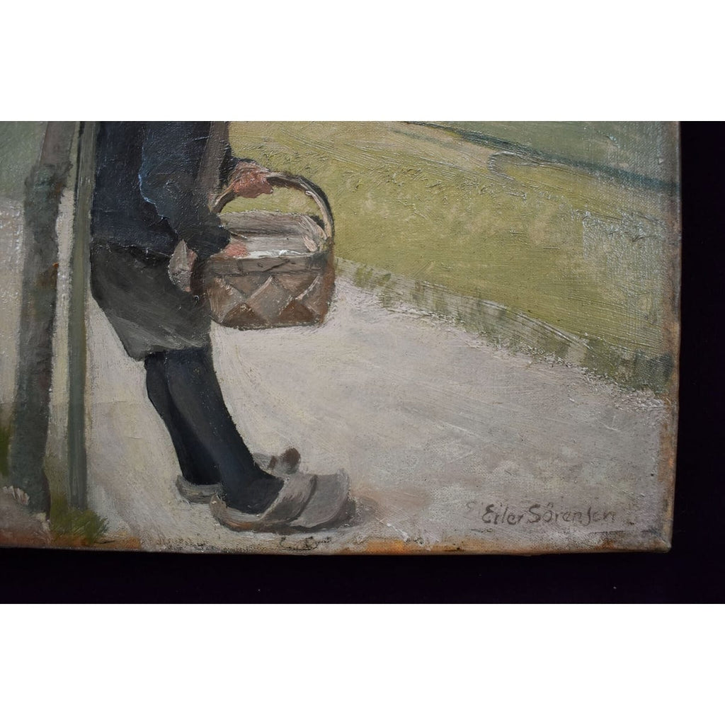 Artist signature detail Eiler Sørensen Danish countryside painting
