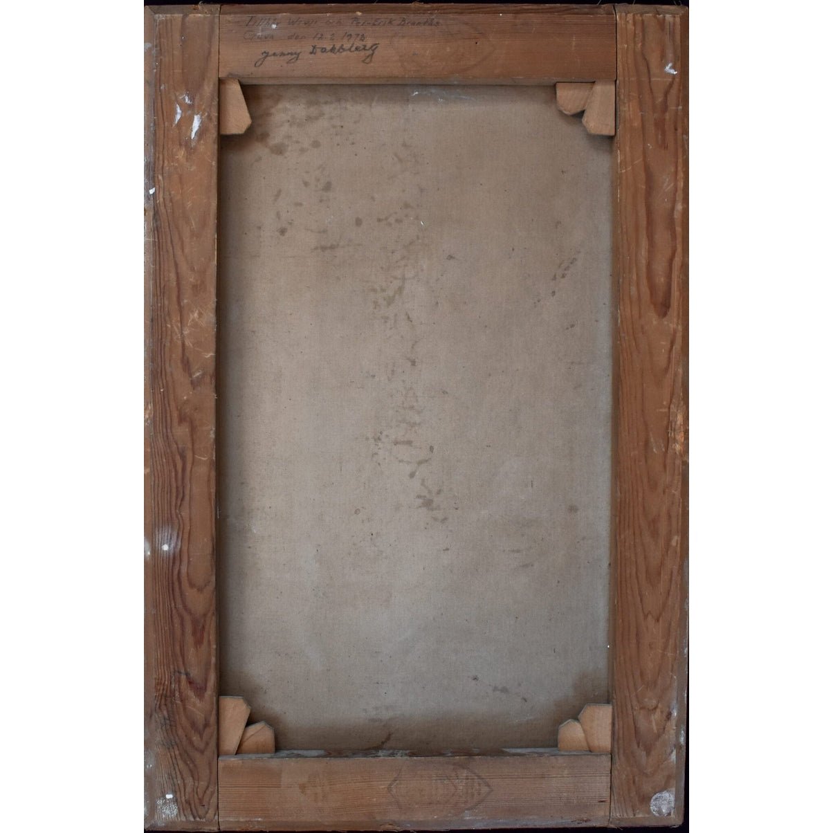 Verso back of Warling painting showing canvas Sweden 1890
