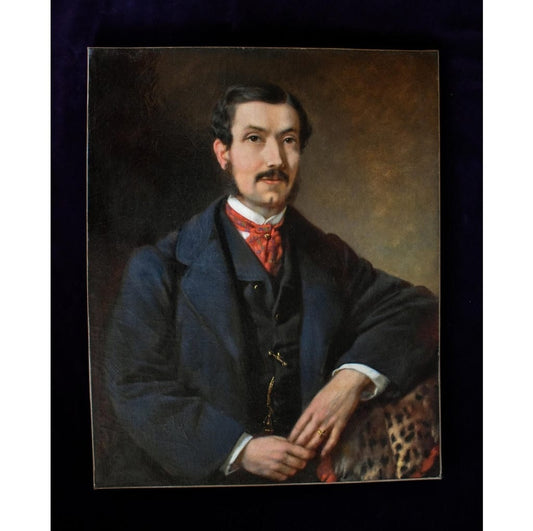 Antique oil painting of Franz Sterrer depicting a portrait of a distinguished gentleman for sale at Winckelmann Gallery.